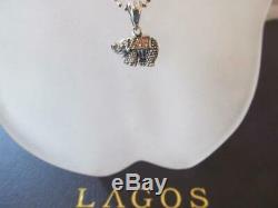 Estate Lagos Sterling Silver Beaded Rare Wonder Small Elephant Pendant Necklace