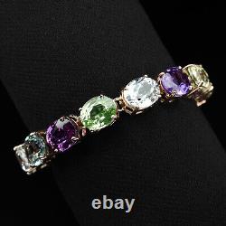 Estate Multicolor Sapphire Mix Rare 72Ct 925 Sterling Silver Handmade Bracelets