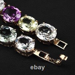 Estate Multicolor Sapphire Mix Rare 72Ct 925 Sterling Silver Handmade Bracelets