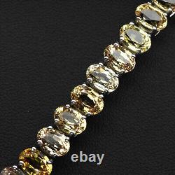 Estate Multicolor Sapphire Rare 36.40Ct 925 Sterling Silver Handmade Bracelets