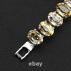 Estate Multicolor Sapphire Rare 36.40Ct 925 Sterling Silver Handmade Bracelets