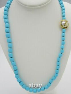 Estate Rare Signed VERDURA 18K Yellow Gold Caged Pearl Turquoise Bead Necklace