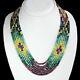 Exclusive Rare 554.00 Cts Natural 7 Line Ruby, Emerald & Sapphire Beads Necklace