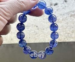 Exremely Rare Large Top Quality Tanzanite Blue Zoisite Beads Bracelet 12.1mm