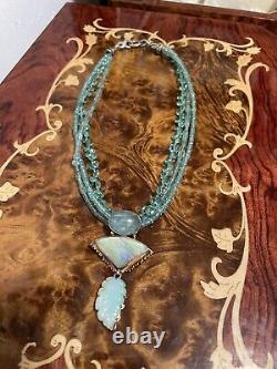 Extremely Rare 18k & 925 Echo Of the Dreamer Opal Aquamarine Apatite Necklace