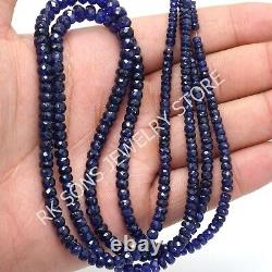 Extremely Rare Natural Sapphire Beads, Blue Sapphire Faceted rondelle beads 17