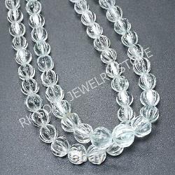 Extremely Rare Natural White Topaz Round Carved melon gemstone beads