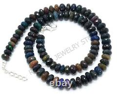 Extremely rare Black Opal, Fire black opal faceted rondelle beaded necklace