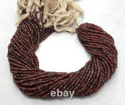 Extremely rare Natural Red Zircon Faceted Rondelle Shape Gemstone Beads