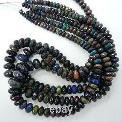 Extremely rare Opal Beads, high quality Fire Black Opal rondelle faceted beads