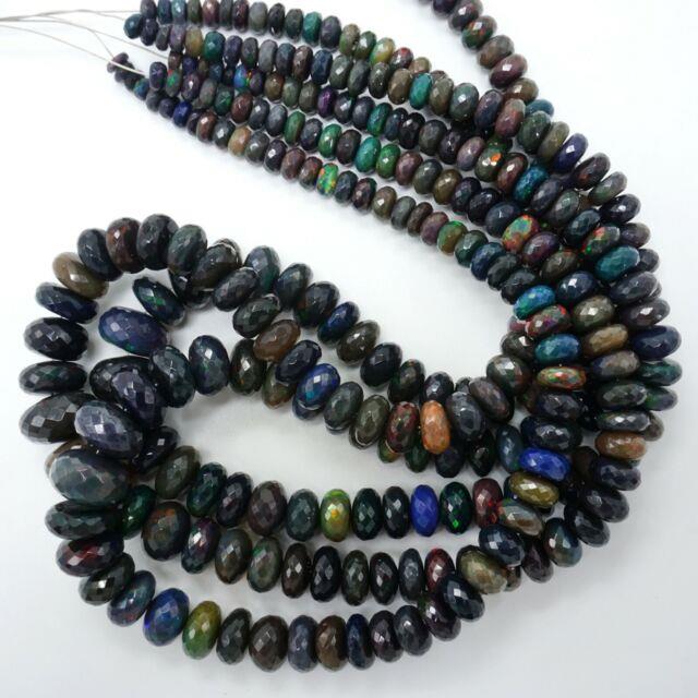 Extremely Rare Opal Beads, High Quality Fire Black Opal Rondelle Faceted Beads