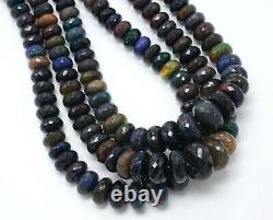 Extremely rare Opal Beads, high quality Fire Black Opal rondelle faceted beads