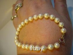 Fabulous-9ct Gold- Real Pearls Bracelet-rare-beautiful-creamy Colour Vintage