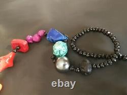 Fashion necklace primitive jewelry minimal design statement station rainbow rare