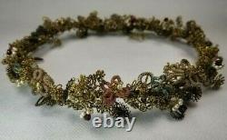 Fine Rare Antique Circular Headpiece Decorated With Small Beads And Stones