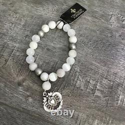 French Kande Immaculate Heart Bracelet Custom Linen Crystal Bead Stone Mix RARE