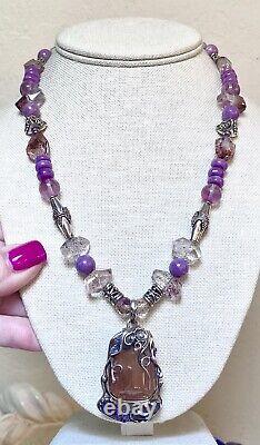 GORGEOUS Sterling Silver Rutilated Quartz, Rare Lepidocrocite Ornate Necklace