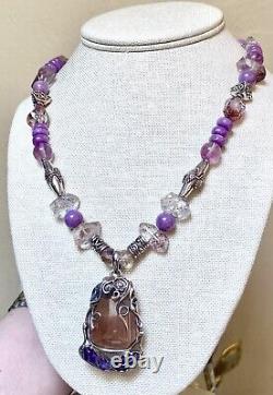 GORGEOUS Sterling Silver Rutilated Quartz, Rare Lepidocrocite Ornate Necklace