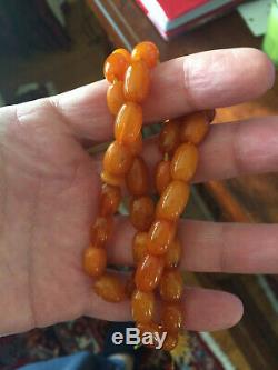 Genuine Antique Natural Baltic Amber Islamic Prayer Beads One Stone Very Rare