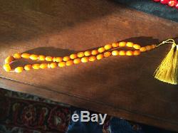 Genuine Antique Natural Baltic Amber Islamic Prayer Beads One Stone Very Rare