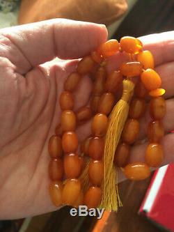 Genuine Natural Amber Islamic Prayer Beads 26g One Stone Very Rare