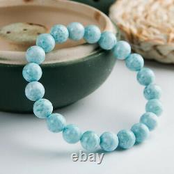 Genuine Natural Blue Larimar Dominica Round Beads Rare Women Bracelet 9mm AAAA