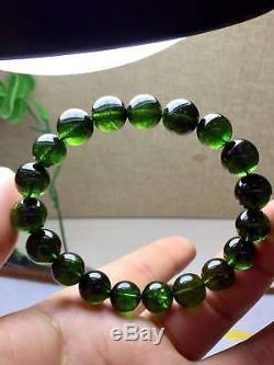 Genuine Natural Green Tourmaline Crystal Clear Round Beads Rare Bracelet 11m 6A