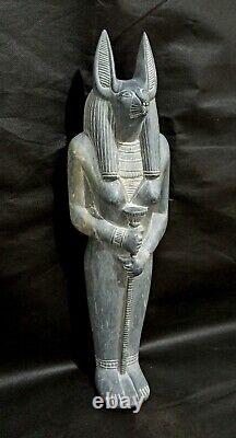 Giant Anubis God Statue God Hieroglyph Egyptian Antique Ancient Bead Mummy RARE