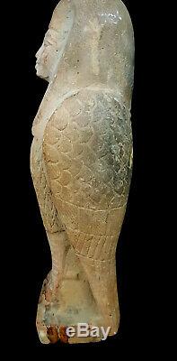Giant Horus Sculpture Egyptian Antique Bead Ra Carved Stone Rare Ushabti Figure
