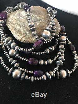 Gorgeous LONG Navajo Pearls St Silver Sugilite Beads Necklace 70 Rare S1239
