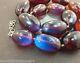 Graduated Genuine Rare Indonesian Blue Amber Oval Bead 925 Silver Necklace 23