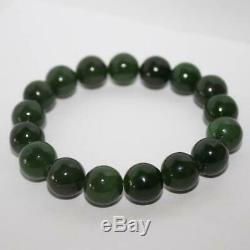 Green Jade Beaded Bracelet, Russian jade, Rare Russian Gemstone