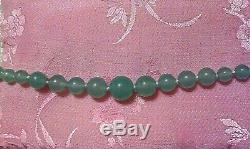 Green Jade Necklace. Rare GRADUATED 6 14 mm Beads. 22 Sterling Silver Clasp