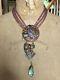 Heidi Daus Purple Bead Art Deco Blue Stone Drop Vintage Necklace Rare