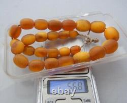 HIGH CLASS RARE Antique Natural Baltic Amber Butterscotch eggyolk Beads Necklace