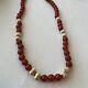 Hsn Judith Ripka 14k And Red Agate Bead Necklace Retired Rare