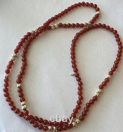 HSN Judith Ripka 14k And Red Agate Bead Necklace RETIRED RARE