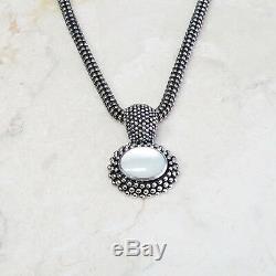 HSN Rare Vintage Mother of Pearl Bead Textured Sterling Silver 18 Necklace