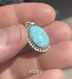 Handmade Natural Red Web Kingman Turquoise Sterling Silver Pendant Rare Stone