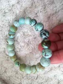 Handmade rare natural turquoise bracelet, beads 8-10mm, untreated stones