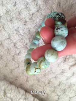 Handmade rare natural turquoise bracelet, beads 8-10mm, untreated stones