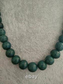 Heliopora. Necklace. Rare blue coral of the oceanic. Beads from 8.8-12.8 13.9