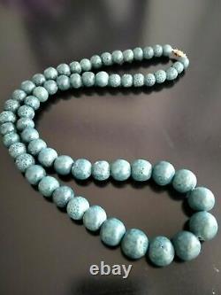 Heliopora. Necklace. Rare blue coral of the oceanic. Beads from 8.8-12.8 13.9