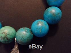Huge Rare Antique Old Genuine Egyptian Natural Turquoise Bead Necklace