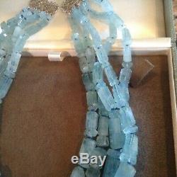 Huge Rare Genuine aquamarine beaded necklace