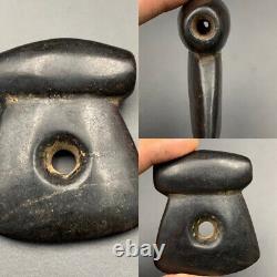 Incredible rare antique hand carved ancient black stone bead