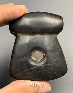 Incredible rare antique hand carved ancient black stone bead