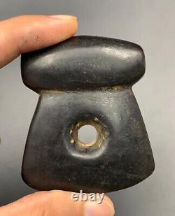 Incredible rare antique hand carved ancient black stone bead