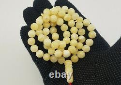 Islamic Prayer Tasbih Stone Amber Natural Baltic White Bead 28,1g Rare Old R-459