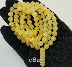 Islamic Prayer Tasbih Stone Amber Natural Baltic White Bead 32,9g Old Rare A-665